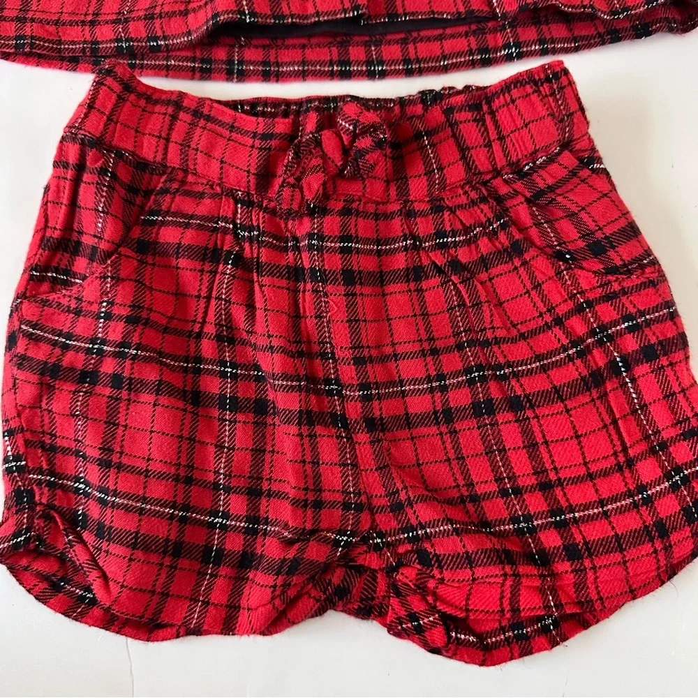 Mes Petites Cailloux Plaid Bubble Short Set